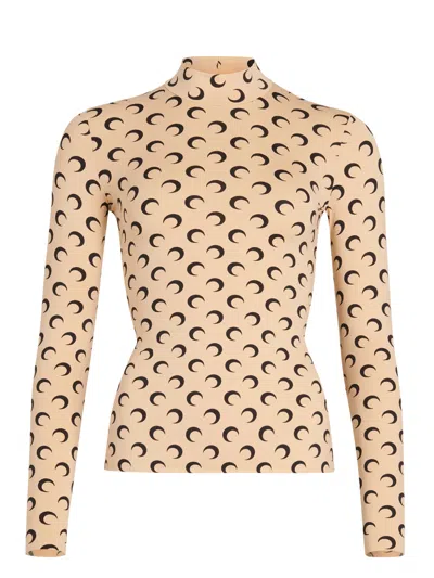 Marine Serre All-over Printed Moon Pattern T-shirt In Neutral