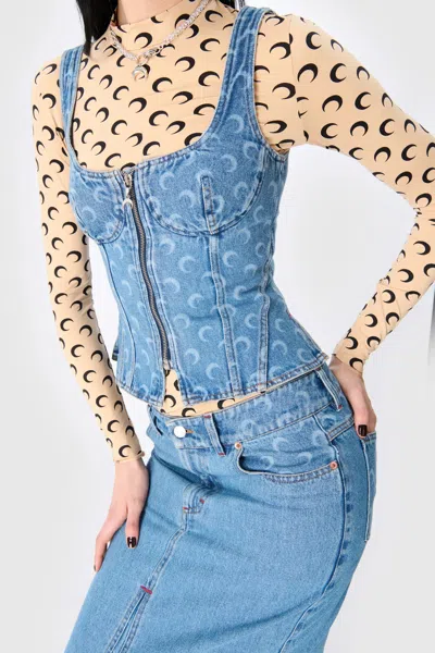 Marine Serre All-over Printed Moon Pattern T-shirt In Neutral