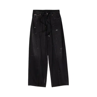 Pre-owned Mm6 Maison Margiela Black Denim With Paint 'black' | Men's Size 28