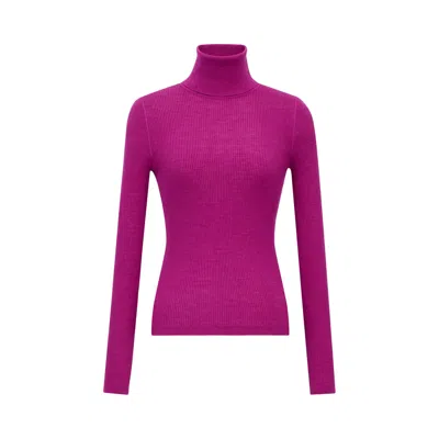 Pre-owned Saint Laurent Turtleneck Top In Cashmere, Wool, And Silk 'magenta' | Pink | Women's Size M