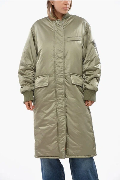 Stand Studio Solid Color Abbie Maxi Down Jacket With Flpa Pockets In Green