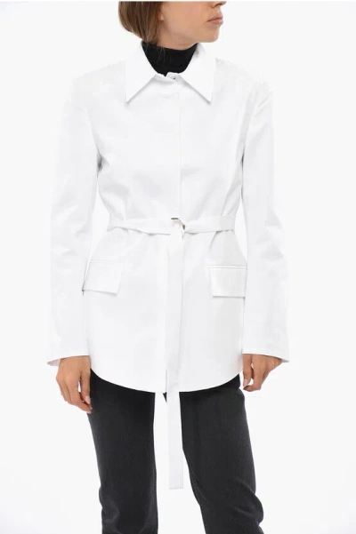 Valentino Cotton Blazer With Flap Pockets And Snap Buttons In White
