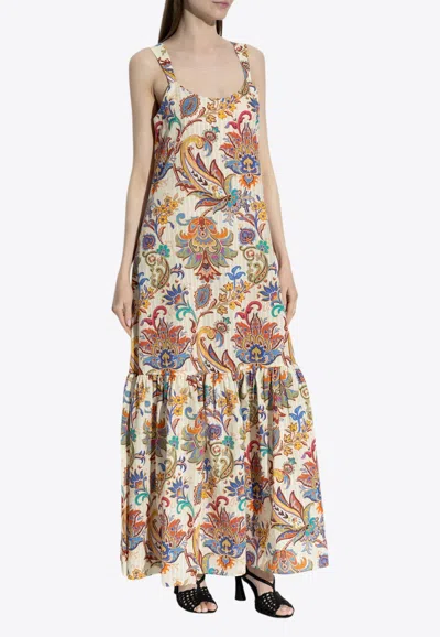 Etro Tiered Paisley-print Cotton Maxi Dress In Multi