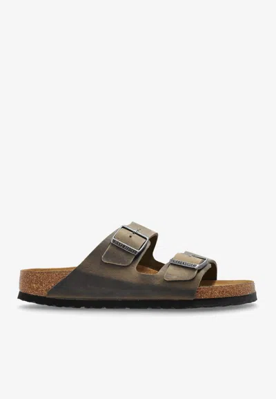 Birkenstock Arizona Slippers With Cork Midsole And Suede Upper In Brown
