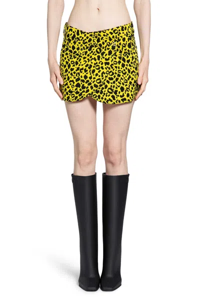 Coperni Leopard-print Wrap Skirt In Yellow