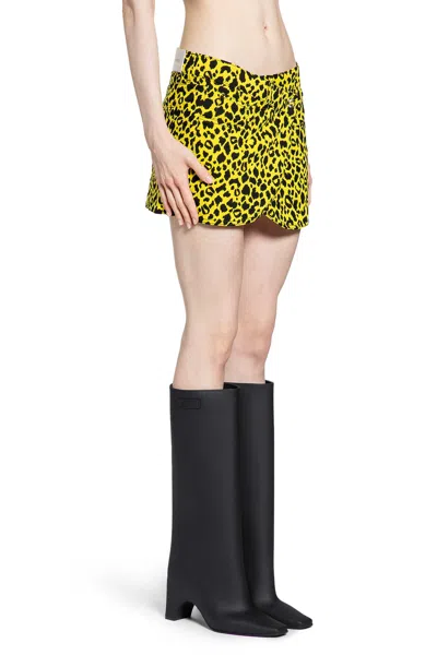 Coperni Leopard-print Wrap Skirt In Yellow