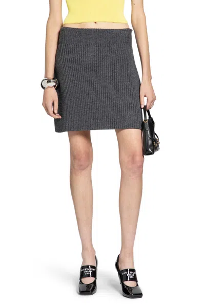 Givenchy Ribbed-knit Wool And Alpaca-blend Miniskirt In Gray