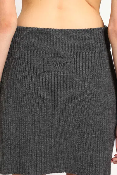 Givenchy Ribbed-knit Wool And Alpaca-blend Miniskirt In Gray