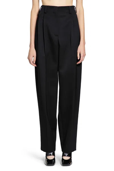 Givenchy Slashed Double Pleat Wool Grain De Poudre Pants In Black