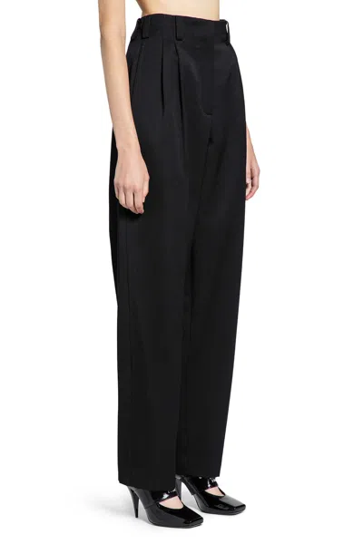 Givenchy Slashed Double Pleat Wool Grain De Poudre Pants In Black