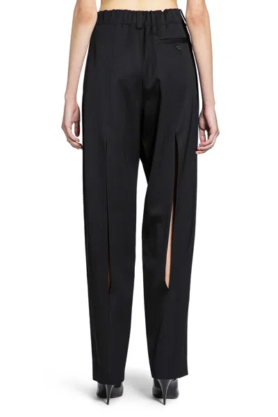 Givenchy Slashed Double Pleat Wool Grain De Poudre Pants In Black