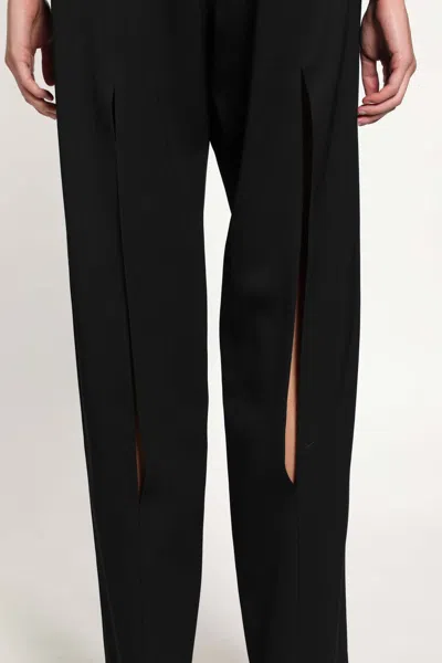 Givenchy Slashed Double Pleat Wool Grain De Poudre Pants In Black
