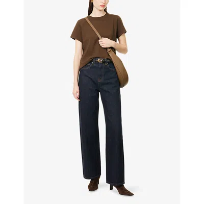 Khaite Womens Benson Bonnie Straight-leg Denim-blend Jeans In Blue