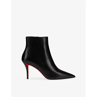 Christian Louboutin So Apostropha Suede Red Sole Stiletto Booties In Black