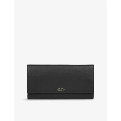 Smythson Marshall Textured-leather Travel Wallet In Black