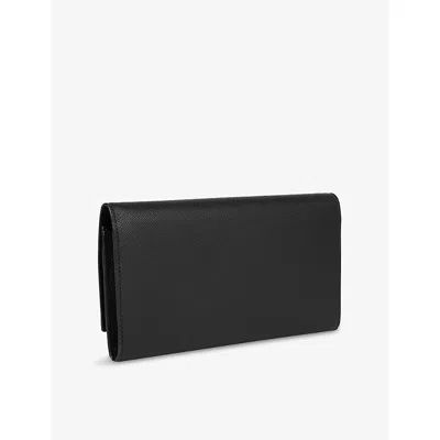Smythson Marshall Textured-leather Travel Wallet In Black