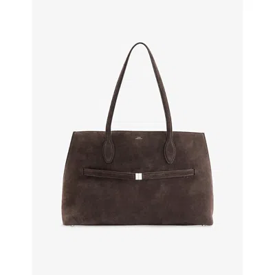 Totême Lounge Large Leather-trimmed Suede Tote In Brown