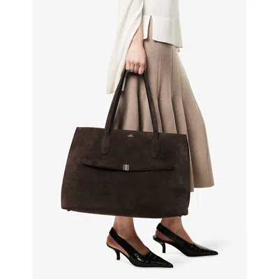 Totême Lounge Large Leather-trimmed Suede Tote In Brown