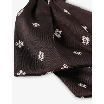 Sandro Printed Satin Bow Barrette In Black