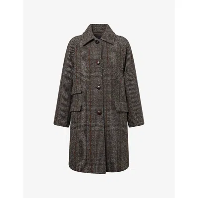 Weekend Max Mara Omens Chocolate Pitone Raglan-sleeves Wool-blend Coat In Brown