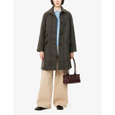 Weekend Max Mara Omens Chocolate Pitone Raglan-sleeves Wool-blend Coat In Brown