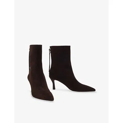 Maje 70mm Pointed-toe Zip-up Boots In Brown