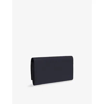 Smythson Navy Panama Marshall Leather Travel Wallet In Blue