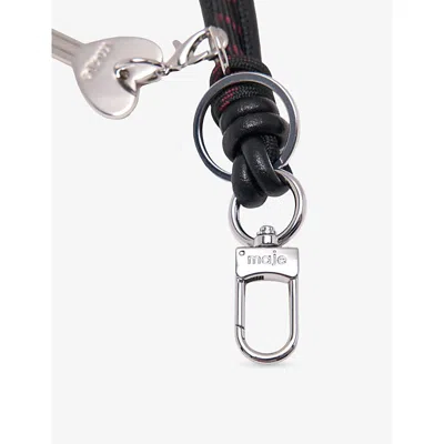 Maje Womens Black Embellished Leather Keyring Charm In Black