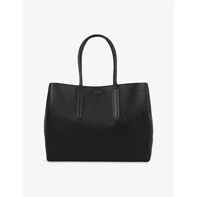 Smythson Womens Black Ludlow Small Day Leather Tote Bag