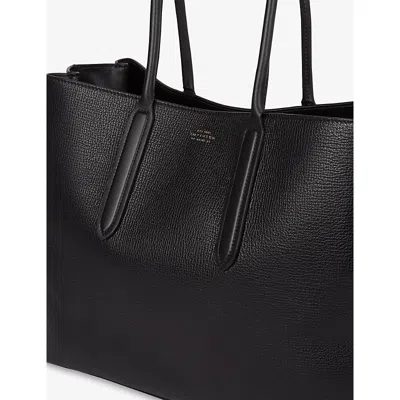 Smythson Womens Black Ludlow Small Day Leather Tote Bag
