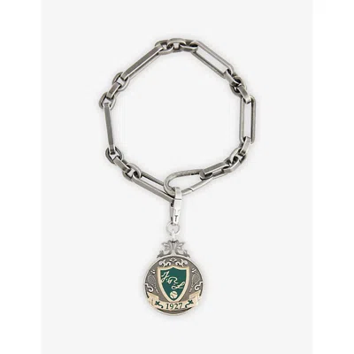 Lacoste Womens Silver Gold And Green Medal Stainless Steel Bracelet In Gray