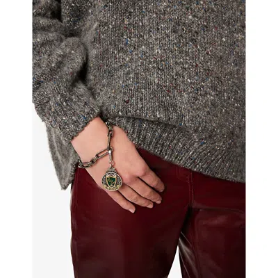 Lacoste Womens Silver Gold And Green Medal Stainless Steel Bracelet In Gray