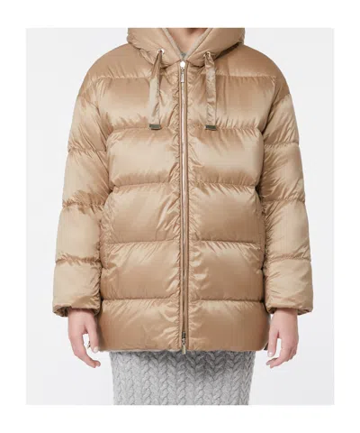 Max Mara Reversible Alpaca And Wool Padded Jacket In Nude