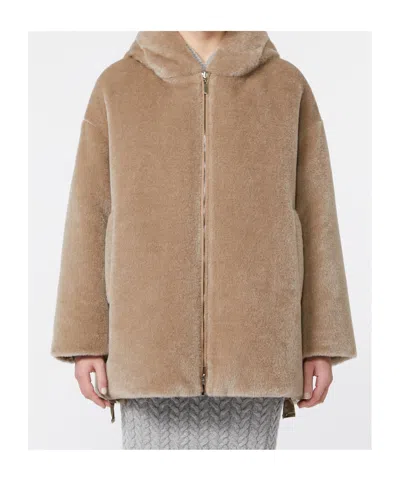Max Mara Reversible Alpaca And Wool Padded Jacket In Nude