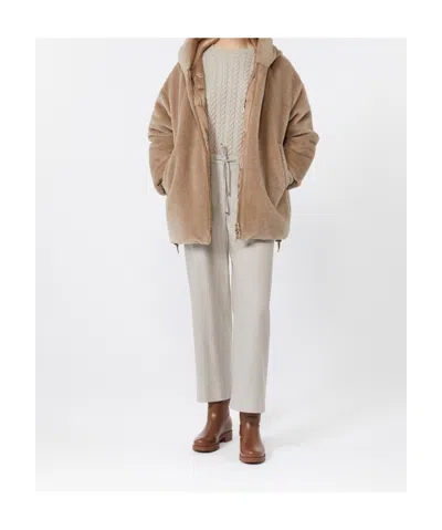 Max Mara Reversible Alpaca And Wool Padded Jacket In Nude