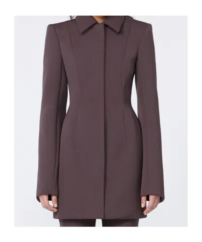 Sportmax Longline Jacket Structured Shoulders In Brown