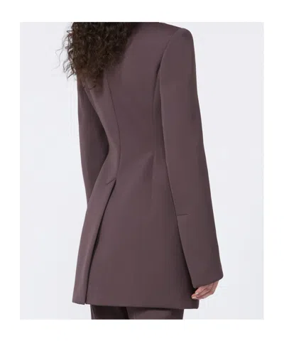 Sportmax Longline Jacket Structured Shoulders In Brown