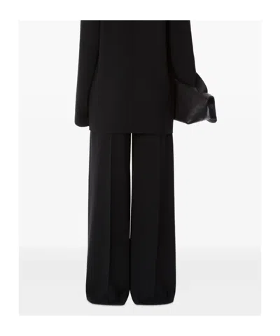 Alberta Ferretti Cady Stretch Wide Leg Trousers In Black
