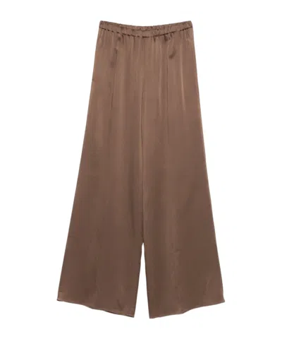 Antonelli Wide-leg Brown Trousers With Minimalist Design In Brown