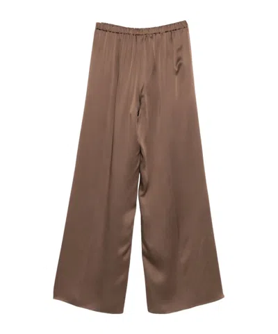 Antonelli Wide-leg Brown Trousers With Minimalist Design In Brown