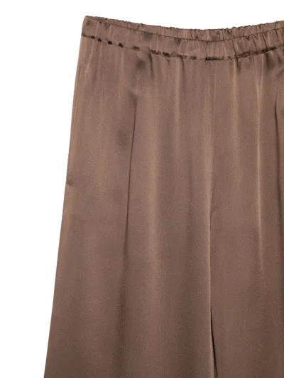 Antonelli Wide-leg Brown Trousers With Minimalist Design In Brown