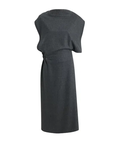 Khaite Draped Open-back Midi Dress In Gray