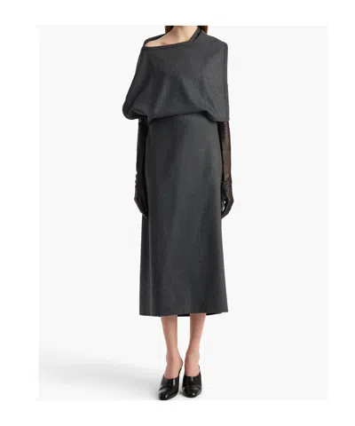 Khaite Draped Open-back Midi Dress In Gray
