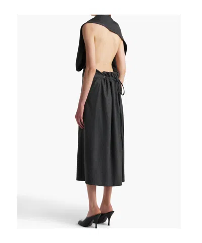 Khaite Draped Open-back Midi Dress In Gray