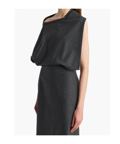 Khaite Draped Open-back Midi Dress In Gray