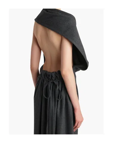 Khaite Draped Open-back Midi Dress In Gray