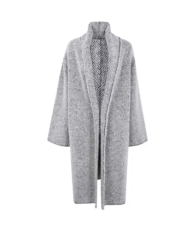 Alberta Ferretti Alberta Ferreti Shaw Boucle Coat In Gray