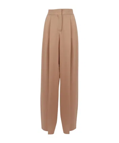 Alberta Ferretti High-waisted Wide-leg Trousers With Tailored Silhouette In Nude