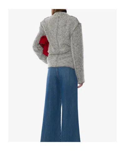 Alberta Ferretti Herringbone-pattern Jacket In Gray