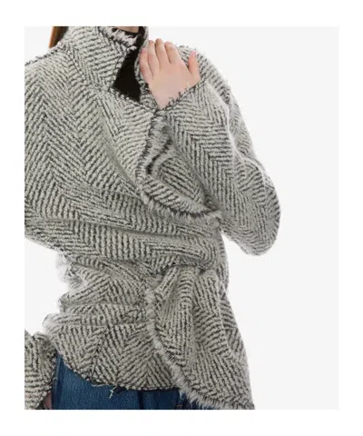 Alberta Ferretti Herringbone-pattern Jacket In Gray